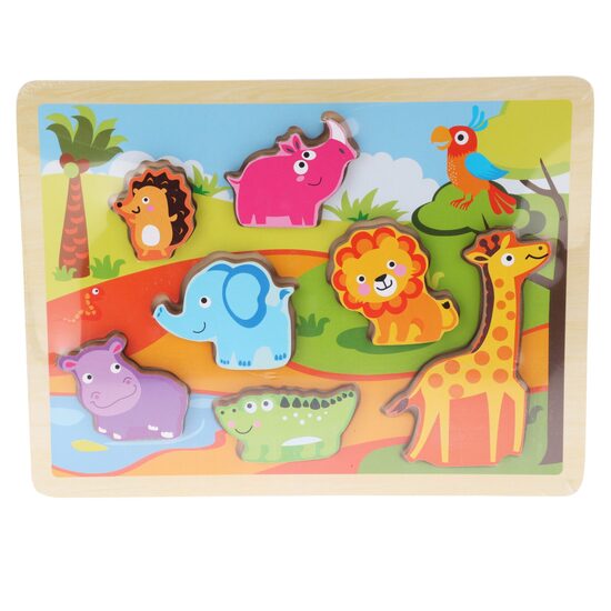 Koka puzle ar 7 elementiem 30x22.5x1.5cm, safari